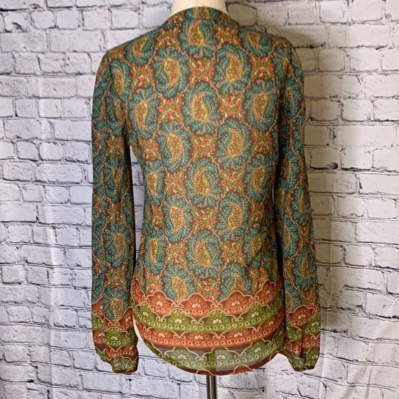 90s vintage shirt. sheer paisley 1/2 button up shirt small Harry styles - Picture 5 of 8